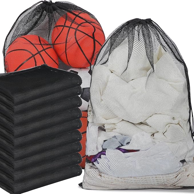 Berlune 30 Pack Large Mesh Laundry Bags, 24 x 36 Inch Bulk Wash Set with Drawstring for Commercial Use, Dorms, Vacation Rentals, Laundromats, Apartments & Facilities(Black)
