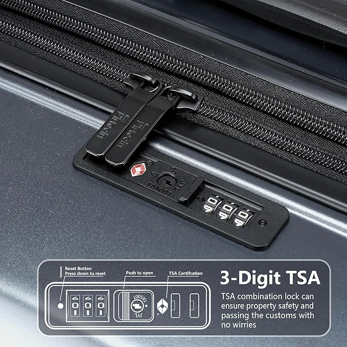 20 Inch Lightweight Expandable Carry On Luggage, PC Hardside Suitcase with Spinner Wheels & TSA Lock, Carry-on 20-Inch, Gray