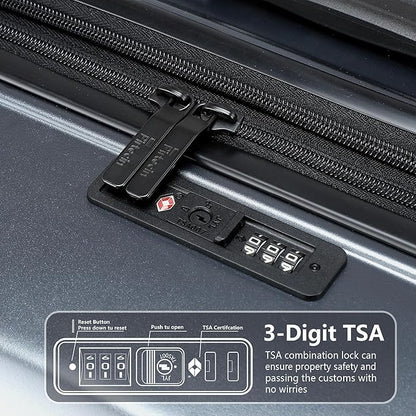 20 Inch Lightweight Expandable Carry On Luggage, PC Hardside Suitcase with Spinner Wheels & TSA Lock, Carry-on 20-Inch, Gray