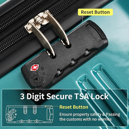 Hardshell Luggage Sets 3 Piece Gradient Color Expandable Suitcase with Spinner Wheels and TSA Lock