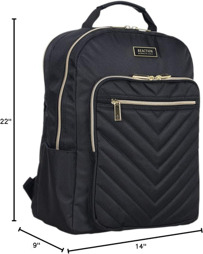 Kenneth Cole REACTION Madison Square Lightweight Hardside Chevron Expandable Spinner Luggage, Black, 2-Piece (20" Carry On + Backpack)