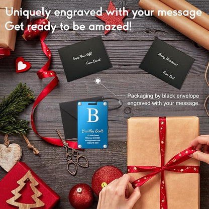 Personalized Luggage Tags: Custom Metal Luggage Tags for Suitcases, Backpacks and Bags with Your Personalized Text (Blue)