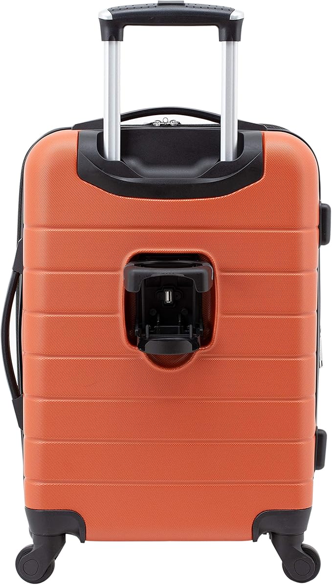Wrangler Smart Luggage Set with Cup Holder and USB Port, Burnt Orange, 3 Piece