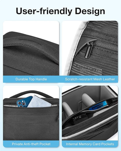 BAGSMART Small Camera Bag for Photographers, Compact Camera Shoulder Bags for DSLR/SLR/Mirrorless Cameras, Waterproof Crossbody Camera Case with Tripod Holder, Black