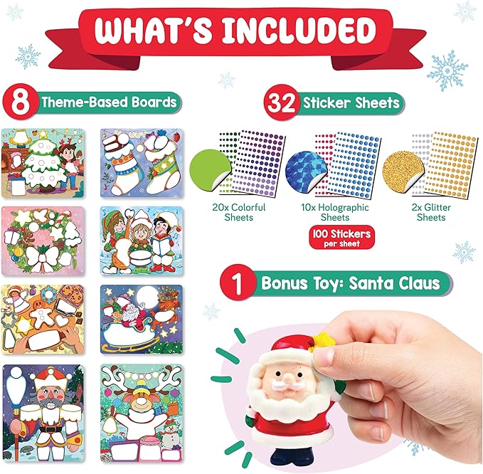 Christmas Special - Dot Stickers for Toddlers, Holiday Theme Dot Art Activity for Kids, DIY Craft Kit, Stocking Stuffers, Christmas Gifts for Boys & Girls Ages 3, 4, 5, 6, 7 Year Old