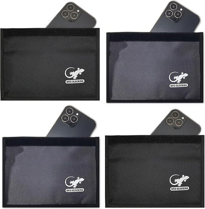 4 Faraday Bag Anti-Tracking GPS RFID Car Key Signal Blocker Wallet Shielding Pouch Protective Case for Cell Phone Car Key FOB, Data Privacy, Electronic Device Security (4 PACK - BLACK AND GRAY)