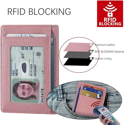 Travelambo Slim Wallet Front Pocket Minimalist Leather RFID Blocking Medium Size