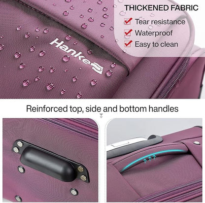 Hanke 24 Inch Expandable Luggage Large Suitcases with Wheels Softside Checked Luggage Rolling Suitcase with Lock Lightweight Travel Luggage for Men and Women 24 Inch Luggage.(Purple)