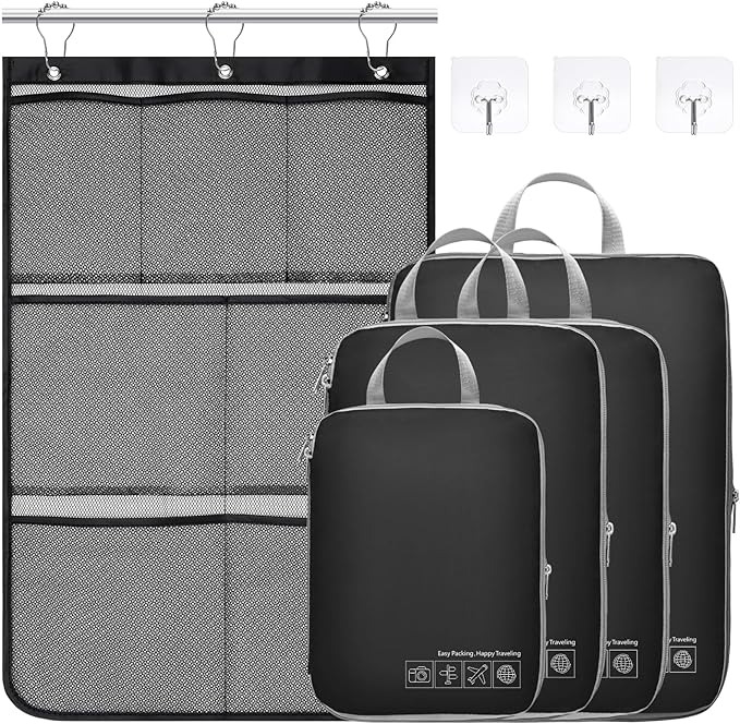 Cambond Compression Packing Cubes for Travel Women - Expandable Travel Bags Luggage Organizers Travel Essentials Compression Cubes for Travel Carry on Suitcases Organizer