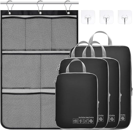 Cambond Compression Packing Cubes for Travel Women - Expandable Travel Bags Luggage Organizers Travel Essentials Compression Cubes for Travel Carry on Suitcases Organizer