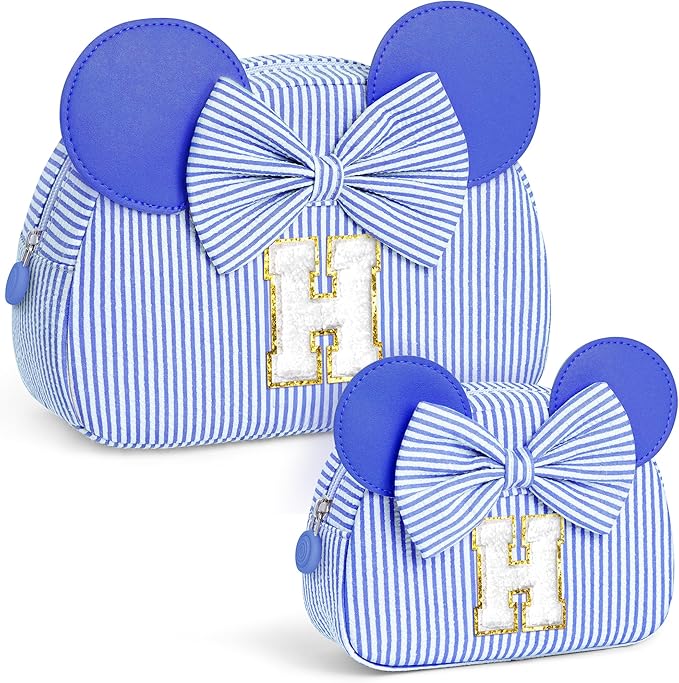 Initial Travel Makeup Bag for Girls | Cosmetic Bags | Kids Teen Girl Gifts | Birthday Gifts for Girls | Travel Makeup Bag | 6 7 8 9 10 11 12 13 Years Old Girl Gift - Blue H