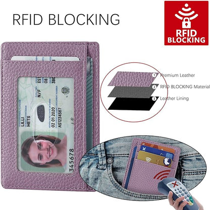 Travelambo Slim Wallet Front Pocket Minimalist Leather RFID Blocking Medium Size