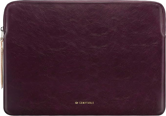 Comfyable Slim Protective Laptop Sleeve Compatible with 13/13.3/14 Inch MacBook Air & MacBook Pro, Mac Travel Case, Laptop Pouch, Slim PU Leather Cover M5/M4/M3/M2/M1 2025-2021, Berry Brown