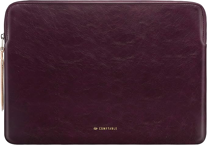 Comfyable Leather Laptop Sleeve Compatible with 16 Inch MacBook Pro M4 2024 & 15 Inch MacBook Air M4 M3 M2 2025, Berry Brown