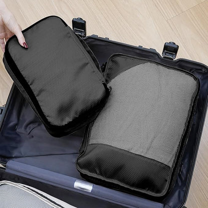 8-Piece Packing Cubes for Travel, Mesh Luggage Organizers with Shoe Bag, Toiletry Bag, Laundry Pouches, 4 Sizes (XL/L/M/S) for Suitcase Organization, Men Women Kids, Black
