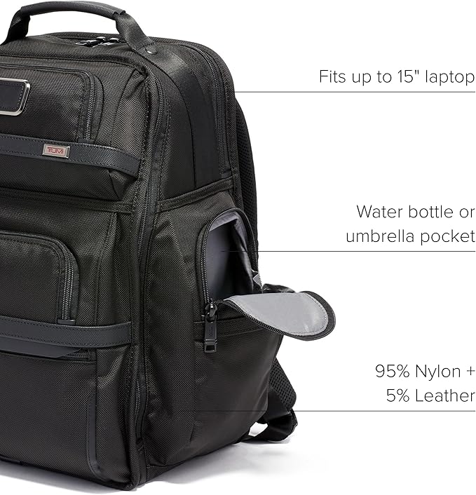 TUMI - Alpha Brief Pack - Men's Laptop Backpack with Padded Adjustable Straps - Fit up to 15" Screen - 17.0" X 12.0" X 8.0" - Black