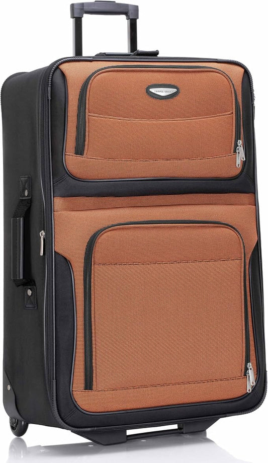 Travel Select Amsterdam Softside Expandable Luggage with Rolling Wheels, Orange, 29-Inch Large