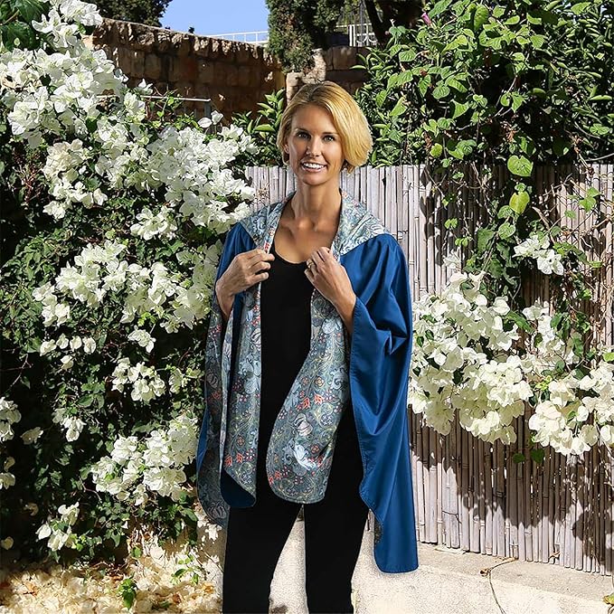 RainCaper Womens Raincoat with Hood ñ Sophisticated Reversible Rainproof William Morris Travel Cape (Bluebell & William Morris Lily)