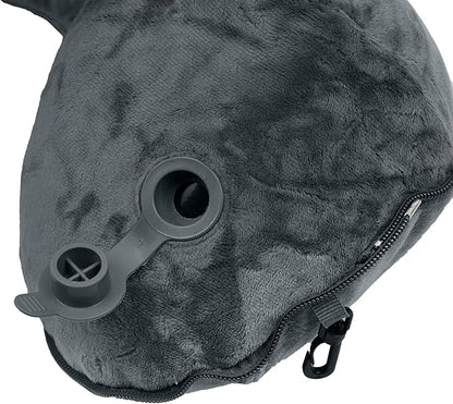 Inflatable Travel Neck Pillow for Airplane & Long Flights | 360° Cervical Support | Ultra-Compact & Lightweight with Washable Velour Cover | Easy Manual Pump Inflation