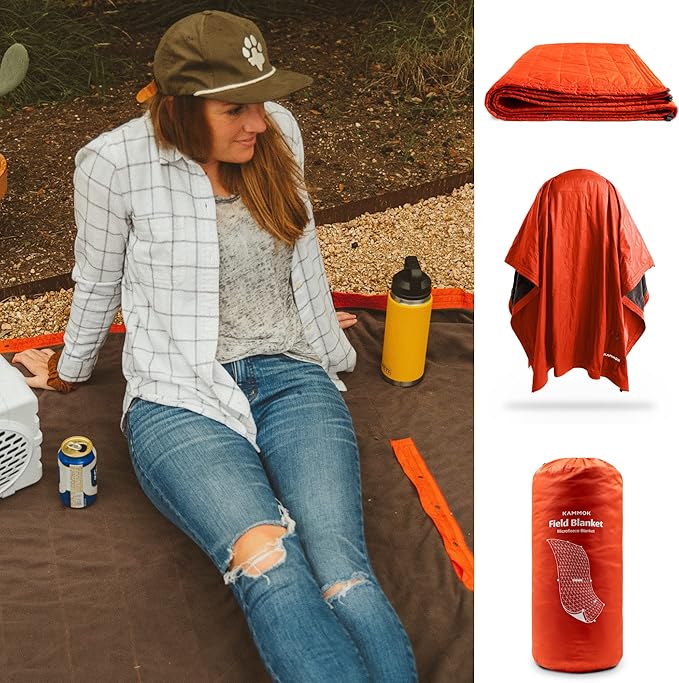 KAMMOK Field Blanket - Microfleece, Water Resistant, Portable, Durable, Indoor/Outdoor Camp Blanket (84 in × 50 in) - Cacti Print