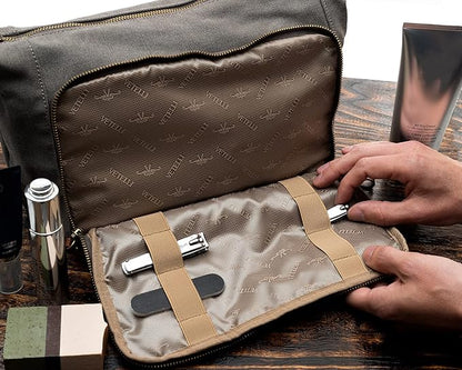 Vetelli Vintage Canvas Toiletry Bags, Travel In Style, Waterproof Canvas Dopp Kits, Durable (Messner) (Light Gray)