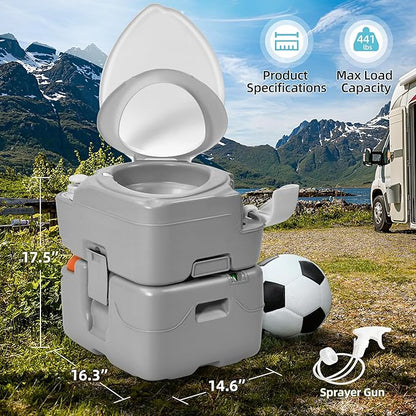 YITAMOTOR 5.8 Gal Portable Toilet for Adults, Camping Porta Potty with Diagonal Elongated Bowl Seat, Sprayer, Bag, Level Indicator, Anti-Leak RV Travel Porta Potty for Outdoors Indoors Hospital Boat