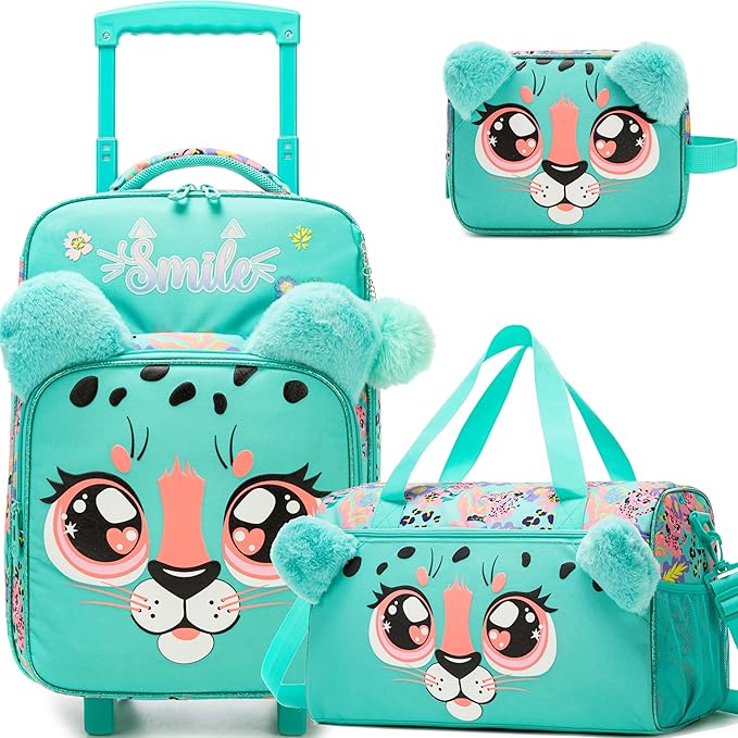 Kids Luggage with Wheels Suitcases Travel Softside Suitcases 16" Carry on Suitcase with Duffle Bag Luggage Sets for Girls Airline Approved