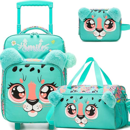 Kids Luggage with Wheels Suitcases Travel Softside Suitcases 16" Carry on Suitcase with Duffle Bag Luggage Sets for Girls Airline Approved