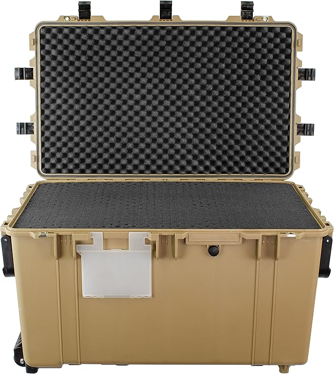 Eylar XXXL 32" Transport Roller Gear, Camera, Tools, Equipment Hard Case Waterproof w/Foam (Tan)