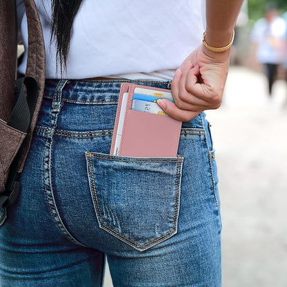 Travelambo Slim Wallet Front Pocket Minimalist Leather RFID Blocking Medium Size