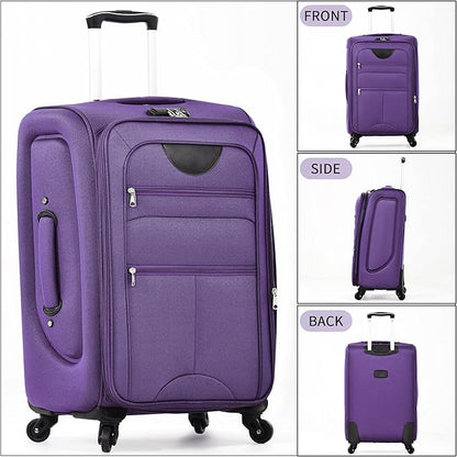 Merax Luggage Set, Softside Suitcase 3 Piece, Expandable Lightweight Luggage Sets with Duffel Bag 22" 26" 30" Suitcase with Wheels TSA Lock,Purple