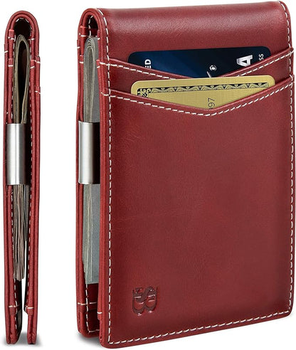 SERMAN BRANDS Money Clip Wallet - Mens Wallets slim Front Pocket RFID Blocking Card Holder Minimalist Mini Bifold