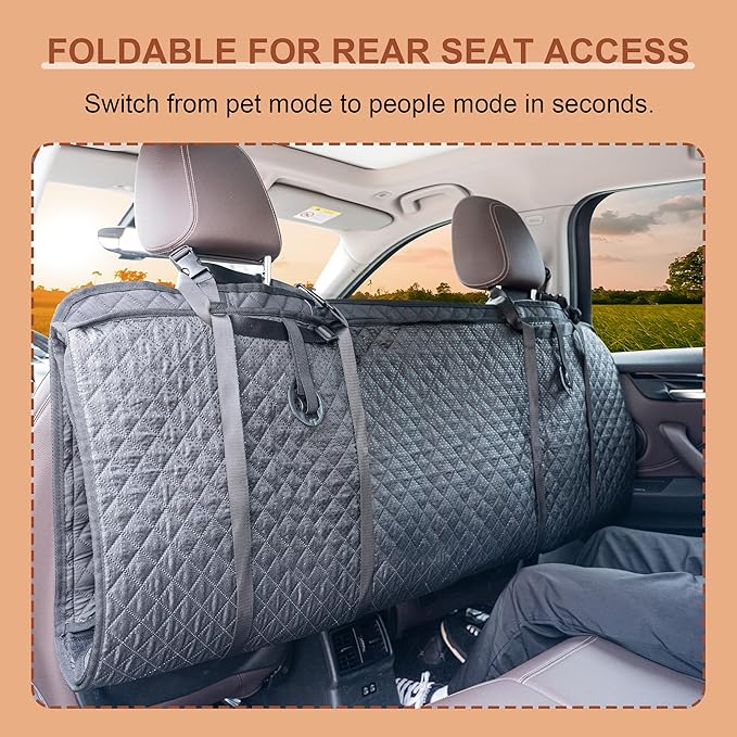 Dog Car Seat Cover – 100% Waterproof Hammock Protector, Heavy Duty 900D Oxford, Scratch-Resistant, Nonslip, Soft and Durable Back Seat Cover for Cars, Trucks & SUVs