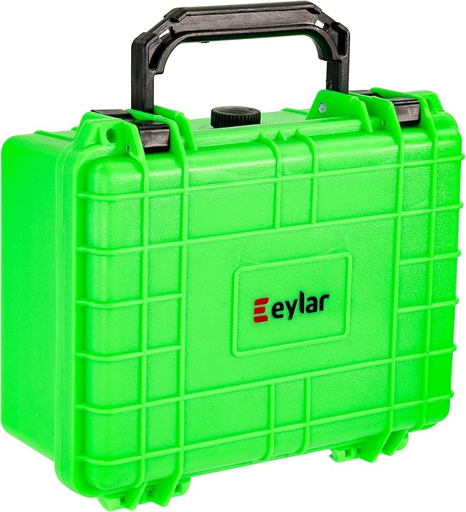 Eylar Protective Camera Hard Case Water & Shock Proof w/Foam, TSA Standards 9.12 inch 7.56 inch 4.37 inch (Neon Green)
