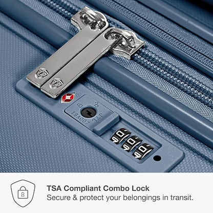 Traveler's Choice Pagosa Indestructible Hardshell Expandable Spinner Luggage, Slate Blue, 22-Inch Carry-on