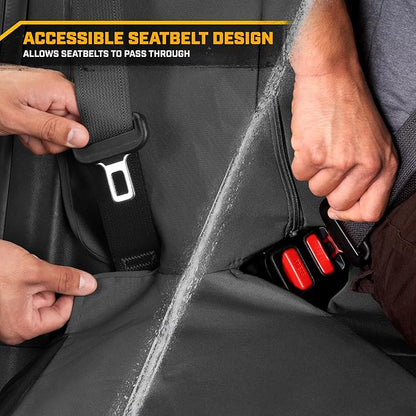 CAT Gray Rear Seat Cover for Cars, SUVs & Small Trucks – Heavy-Duty Oxford Canvas – 60/40 Split Bench Protector – Durable Back Seat Cover for Pets, Travel & Daily Use – Car & Truck Interior Accessory