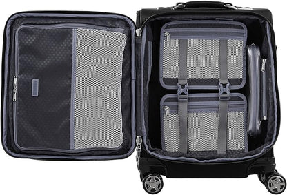 Travelpro Platinum Elite Softside Expandable Carry on Luggage, 8 Wheel Spinner Suitcase, USB Port, Men and Women, International, Shadow Black, Carry On 19-Inch