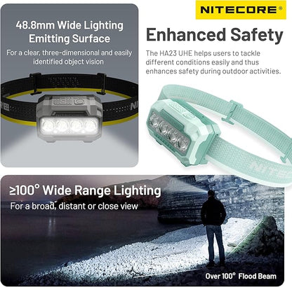 Nitecore HA23 UHE 600 Lumen MCT Outdoor Headlamp Multiple Color Temperatures Lightweight AAA Headlight Tag (Black)