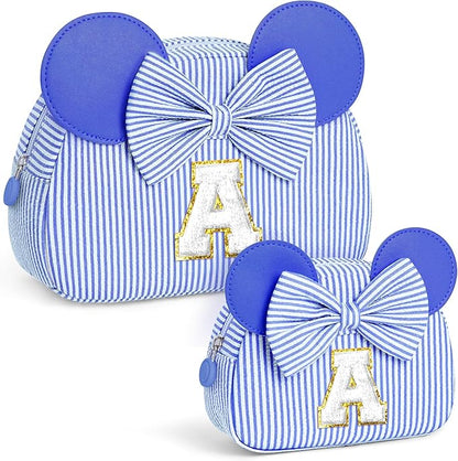 Initial Travel Makeup Bag for Girls | Cosmetic Bags | Kids Teen Girl Gifts | Birthday Gifts for Girls | Travel Makeup Bag | 6 7 8 9 10 11 12 13 Years Old Girl Gift - Blue A