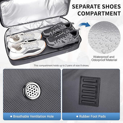 WITZMAN Duffle Bag for Men Large Carry On Travel Mens Weekender Overnight Bags with Shoes Compartment for Sports Gym(B723 Silvery Grey)