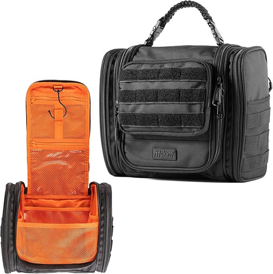 Fitdom Tactical Hanging Toiletry Bag Dopp Kit For Men & Women. Perfect For Travel & Storage for Cosmetic, Clipper, Toothbrush, Shower, Shaving & Grooming Care. Best Overnight Toiletries Organizer Case