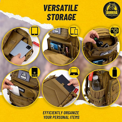 25 L Tactical Backpack: durable military-style backpack with MOLLE system for daily carry, travel, gym, hiking, hunting, camping, and outdoor sports. (COYOTE BROWN)