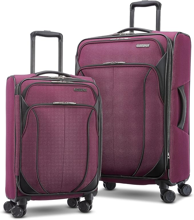 American Tourister 4 KIX 2.0 Expandable Softside Luggage with Spinner Wheels, 2PC SET (20/28), Purple Orchid