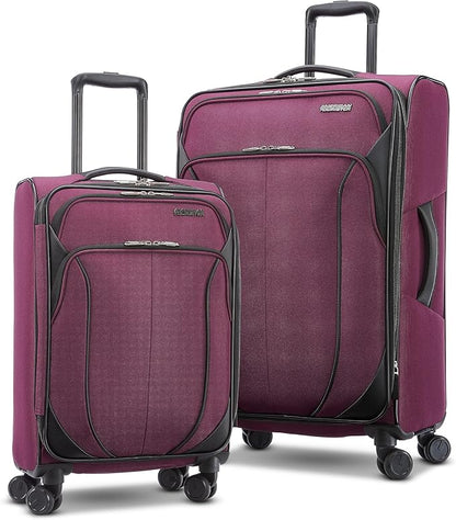 American Tourister 4 KIX 2.0 Expandable Softside Luggage with Spinner Wheels, 2PC SET (20/28), Purple Orchid