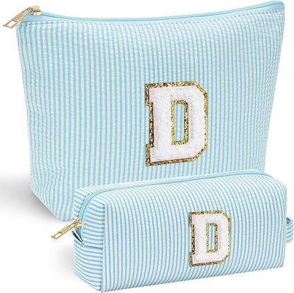YOOLIFE Birthday Gifts for Women Her - Personalized Cute Initial Cosmetic Makeup Pouch Make Up Travel Bag for Mothers Day Gifts Teacher Sister Friend Girlfriend Mothers Day Gifts for Mom D