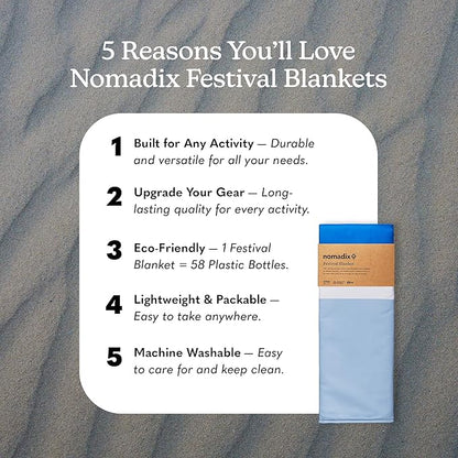 Nomadix Festival Blanket - Perfect for Picnics, Camping, & Lawn Seating - Plush Top & Water Resistant Base - Made with Post Consumer Recycled Materials - Stripes Retro - 60:x 72"