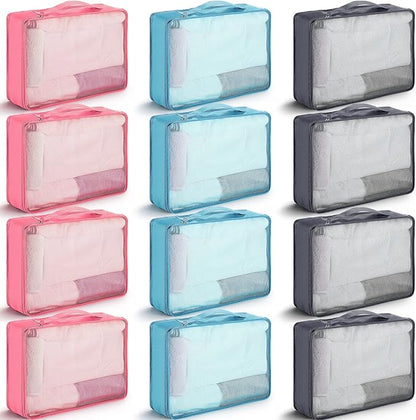 Tudomro 12 Pcs Large Packing Cubes Luggage Organizers for Suitcase Mesh Travel Organizer Bags Travel Packing Organizers for Traveling Camping Hiking