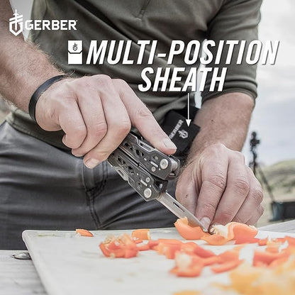 Gerber Gear Truss 17-in-1 EDC Needle Nose Pliers Multi tool - includes Pocket Knife, Screwdriver, and Bottle Opener Accessories - Gifts for Men, Fishing and Camping Gear - Gray with Standard Sheath