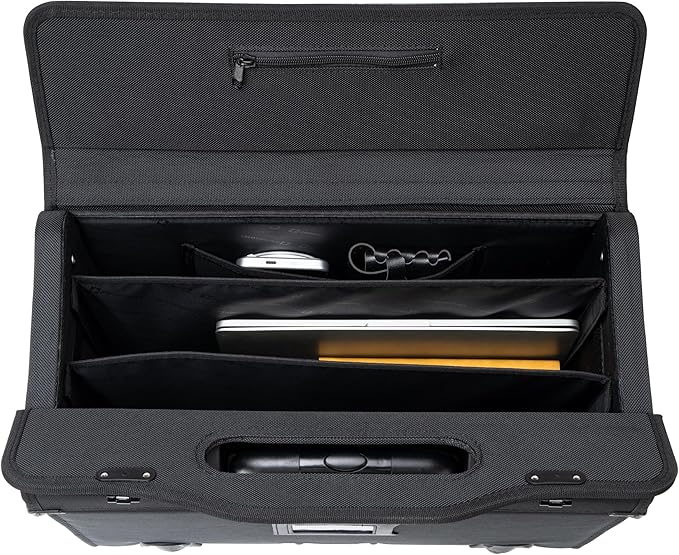 Alpine Swiss Rolling Briefcase Work Overnight Travel Bag Dual Locks Carry on Business Attache Case Black