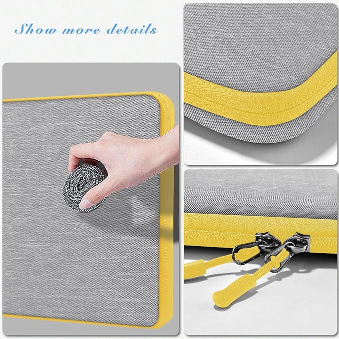 Slim Laptop Case 13.3 14 inch Sleeve, Rainproof & Shockproof Carrying Case for Notebooks Compatible with MacBook Pro 14" and All Models 13.3" MacBook Air/Pro, Most Popular 13"-14" PC,Gray-Yellow
